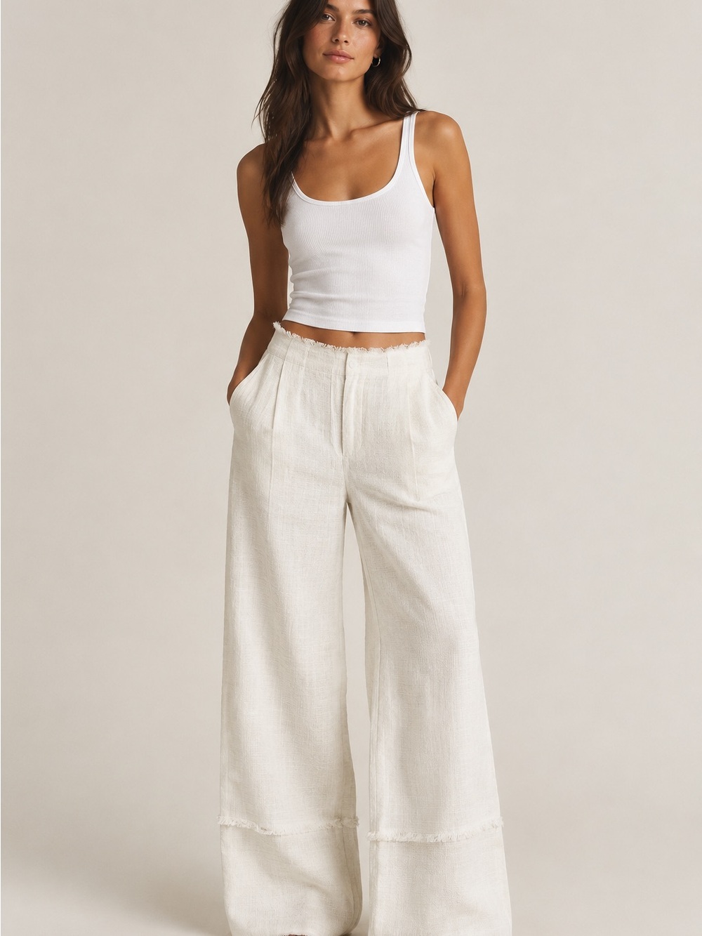 Zara High Waisted Linen Wide Leg Pants